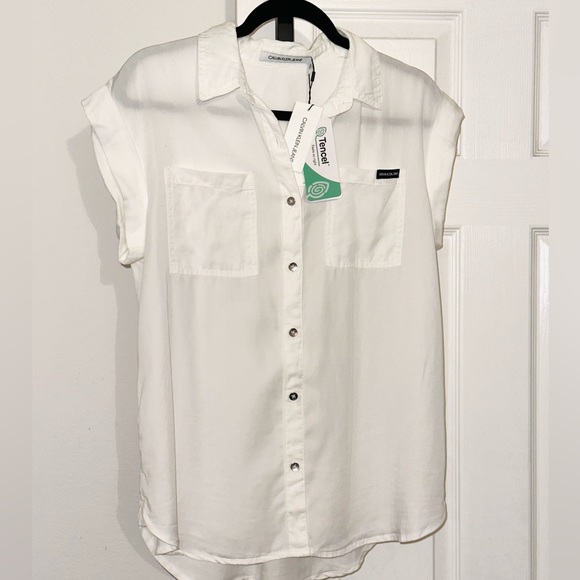 Calvin Klein Jeans White Button Down Shirt size Small - Picture 1 of 8